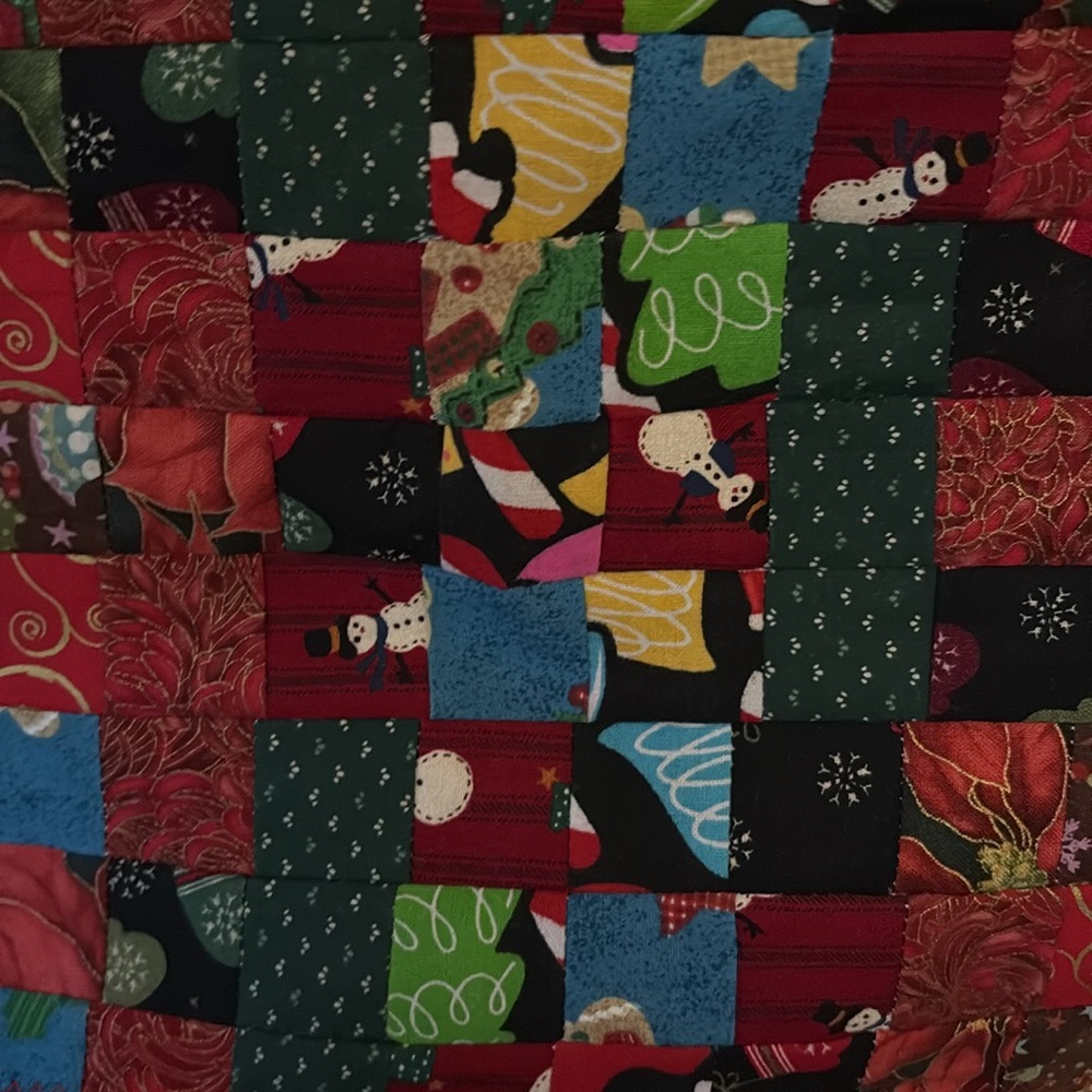 Christmas Themed Hand Crafted Upcycled reusable tote, with quilted top - Picture 3 of 5